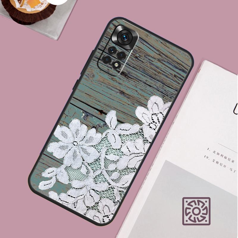 Western Rustic Barn Wood Lace Case For Xiaomi Redmi Note 12 11 8 9 10 13 Pro 12S 11S 10S 9S Redmi 13C 9C 10C 12C Cover