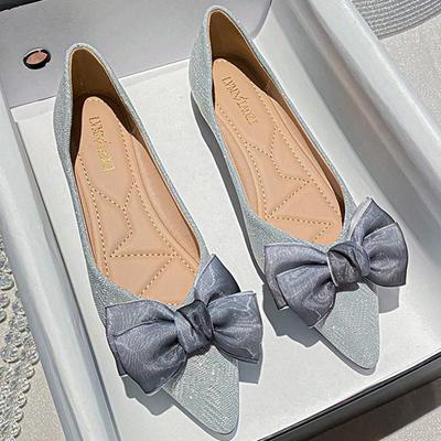 Мода Корейский стиль кружево бант женские балетки пайетки тканевая рабочая обувь увеличивающие рост мокасины женские слипоны лоферы большой размер 34-43