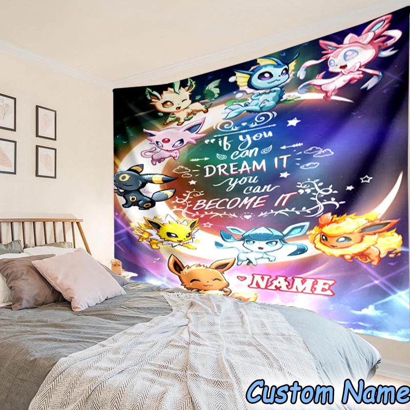 Custom Name Tapestry Pok-mon Tapestry Room Decoration Wall Hanging for Living Room Bedroom, dormitory, Birthday and Christmas gifts
