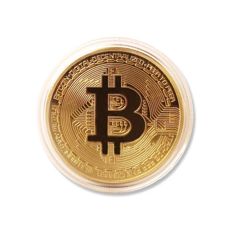 Позолоченная коллекционная монета Bitcoin, физический BTC Casascius Metal памятный художественный подарок, антикварная имитация криптовалюты Bit