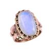 Natural Rainbow Moonstone Gemstone Two Tone 925 Sterling Silver Ring Size 6 Z8v90