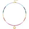 Boho Beaded Initial Necklace for Women, 14K Gold Plated Letter Pendant Rainbow Gemstone Choker Colorful Summer Beach Jewelry