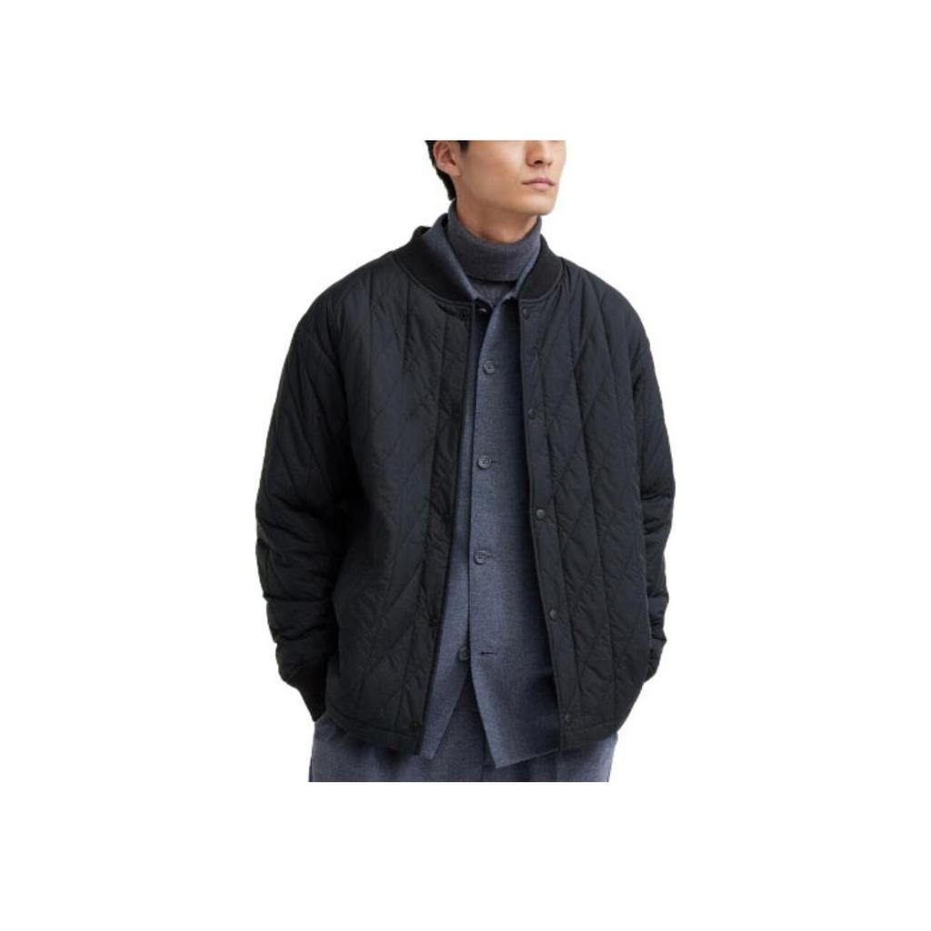 Uniqlo Однотонная однобортная куртка прямого кроя из воздушного хлопка мужская куртки Черный 468542-09
