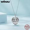 WOSTU Стерлингового Серебра 925 пробы, винтажный стиль, кулон с крыльями ангела и сердцем, ожерелье, женское ожерелье s925, вечерние украшения для семьи, модные ювелирные изделия, подарок