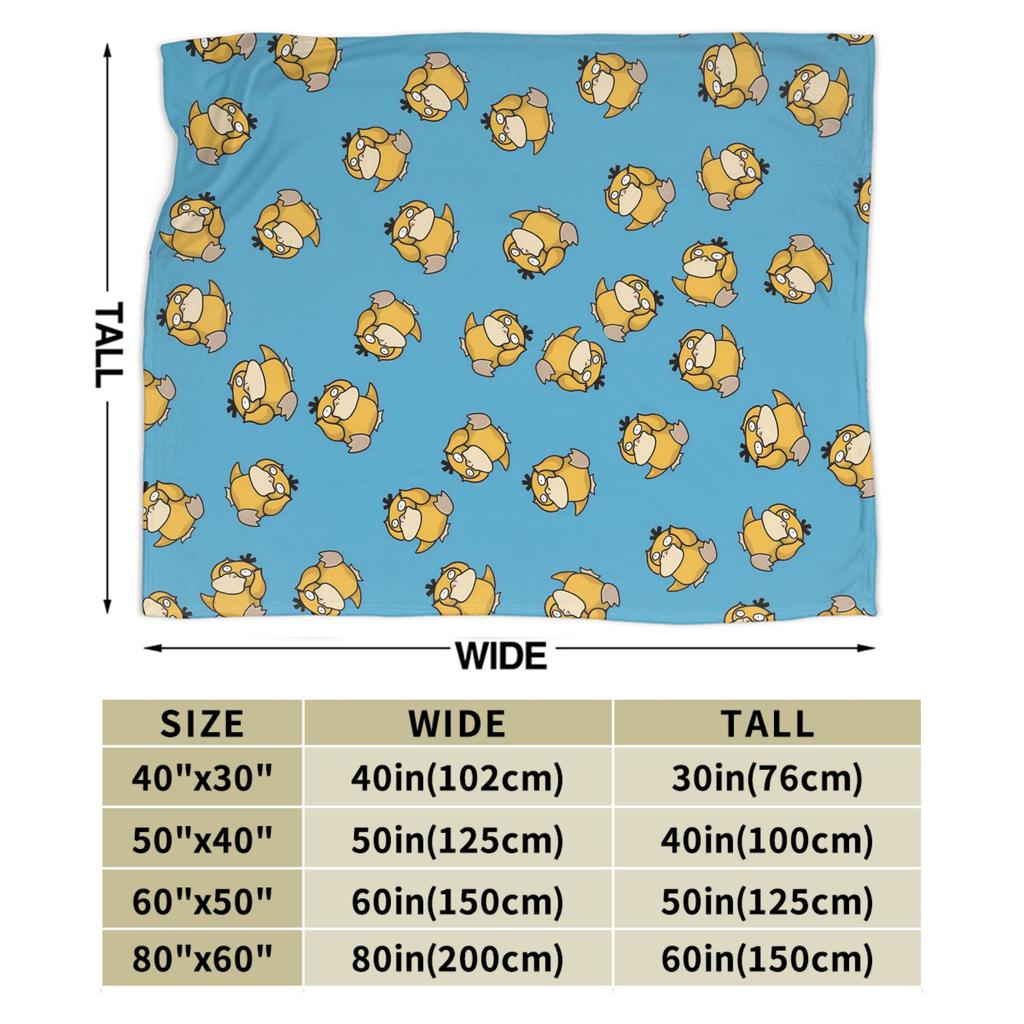 Psyduck Manga Flannel Blanket Soft Warm Throw Blanket for Couch Bed Travel Office Novelty Bedspread Sofa Bed Cover