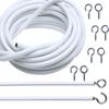 5M White Window Net Curtain Wire Cord Cable With 6 Hook And Eye