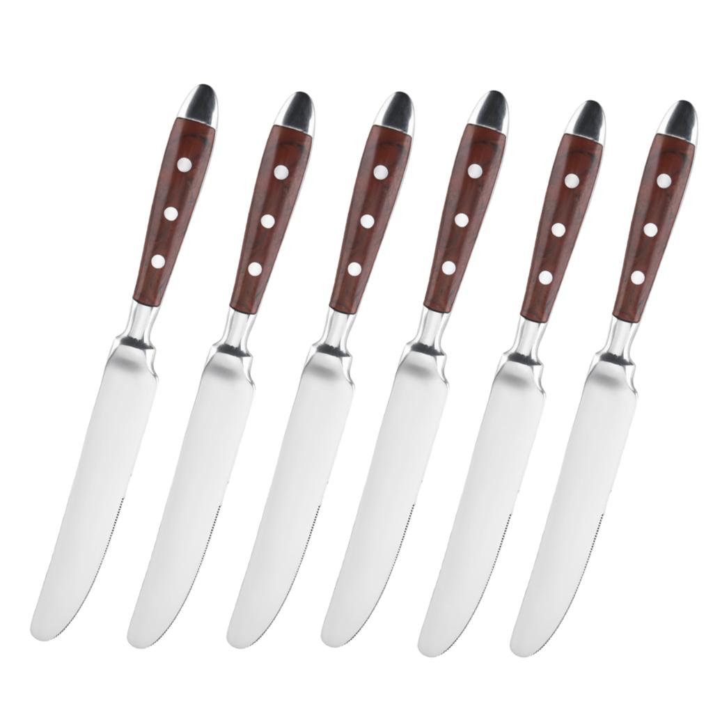 6piece stainless steel handle kitchen knife set suitable for home kitchen and dining room including steak knife forks and spoons
