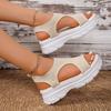 Модная женская летняя обувь 2025 сетчатые сандалии на платформе «рыбка» женские сандалии на танкетке с открытым носком женская легкая повседневная обувь zapatillas mujer