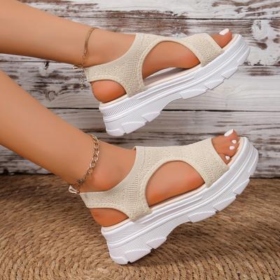 Женская летняя обувь 2025 года, сетчатые босоножки на платформе с рыбками, женские босоножки на танкетке с открытым носком, легкая повседневная женская обувь Zapatillas Mujer