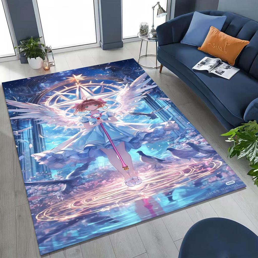 Милый мультяшный коврик с аниме-артом «Карточный ловец Сакура» для спальни, гостиной, дивана, домашний придверный коврик, декор, детский нескользящий коврик для пола