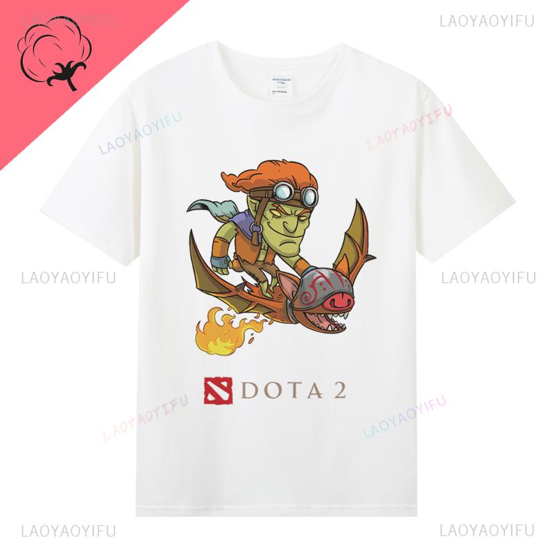 Dota 2 Футболка Игровая Футболка Унисекс Унисекс Хлопок Круглый вырез Винтаж Классика Забавная Повседневная Промо Гик Геймер Уличная одежда Графические Футболки