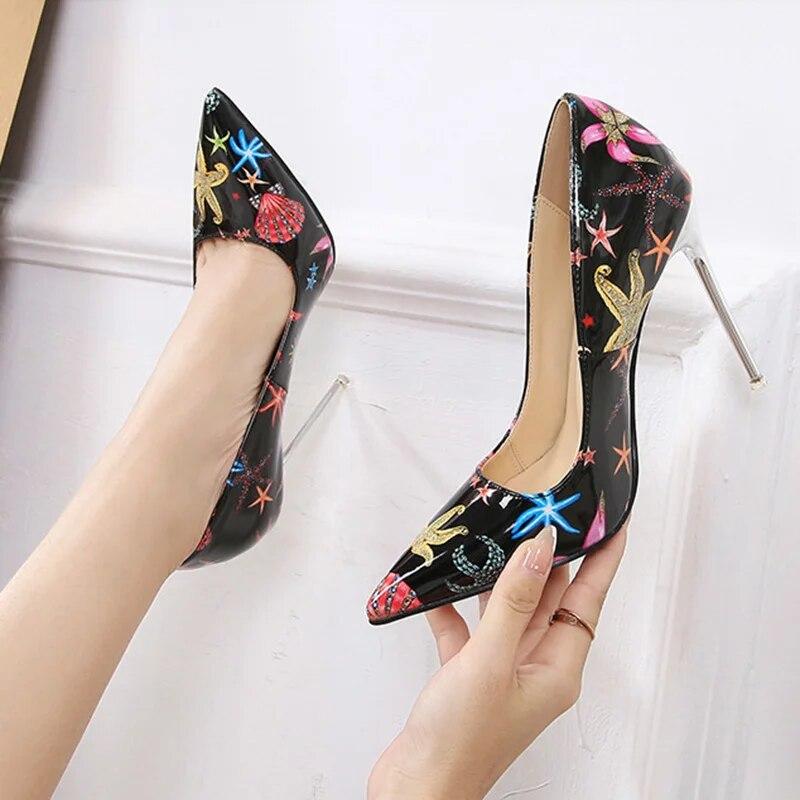 Женские туфли на шпильке, пикантные блестящие туфли-лодочки с острым носком на каблуке 11 см WZ