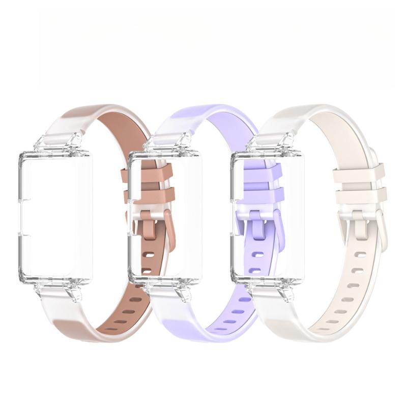 Чехол для ПК + Полупрозрачный двухцветный силиконовый ремешок для Huawei band 11Pro 11ProNFC