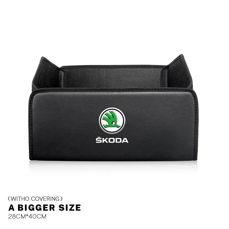 HIAQ2 Car Trunk Storage Box Leather Tidying Organizer Bag For Skoda Octavia Superb Rapid Kodiaq Karoq Fabia Kamiq Vision RS Yeti Scala