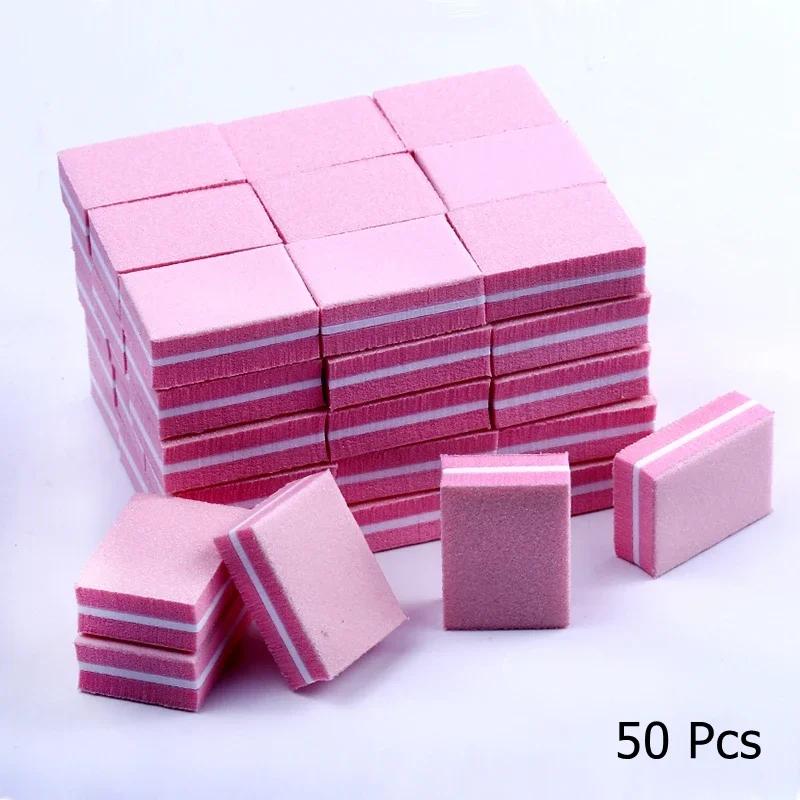 50pcs lot Mini Nail File Blocks Colorful Sponge Nail Polish Sanding Buffer Strips Double-sided Nail Polishing Manicure Buffers