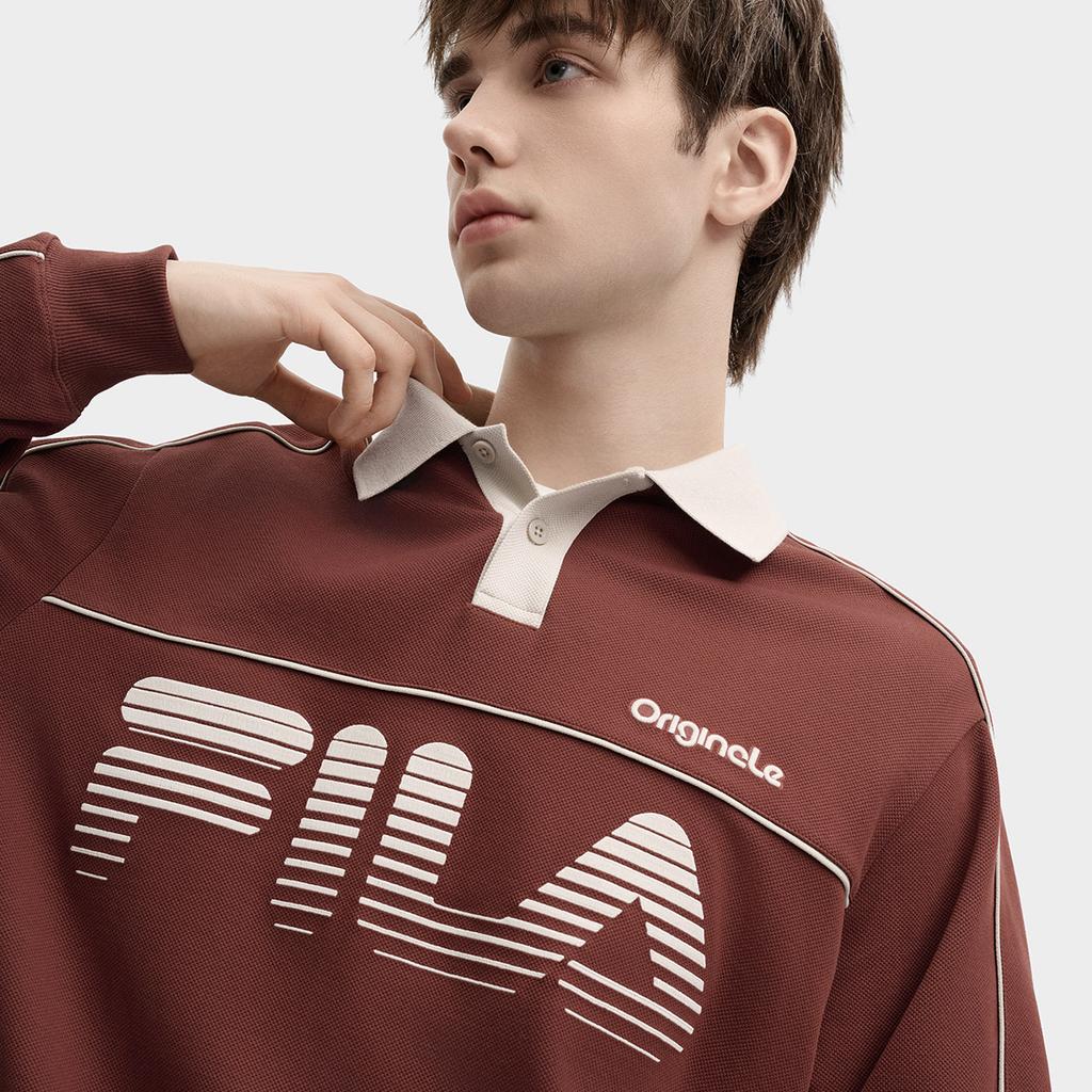 Fila Мужские поло Терракотовый Красно-коричневый Воротник-поло Умеренный Прямой крой F11M439205FBN