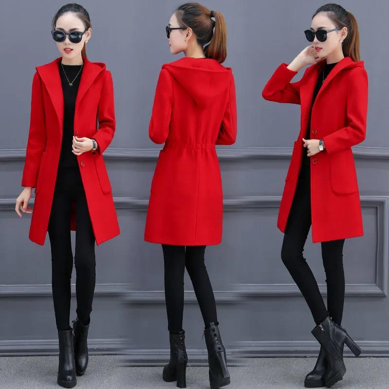 V-neck Slim Wool Jacket Women Casual Long Windbreaker Soft Comfortable Coat Boutique Parka Spring