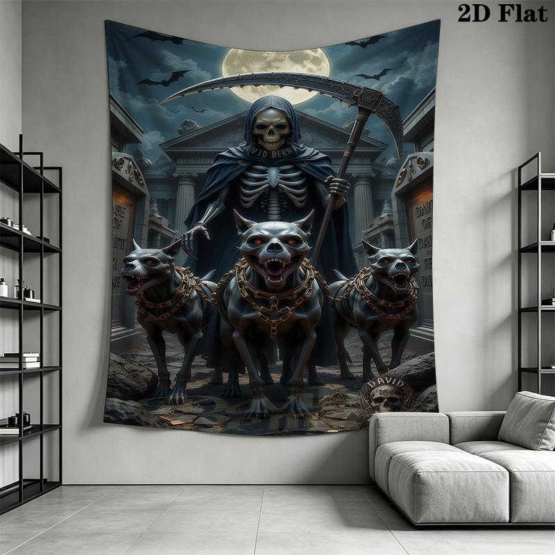 Reaper'S Fiery Journey Tapestry Wallmounted Background Cloth Homestay Soft Decoration Tapestry Background Wall Hanging Cloth