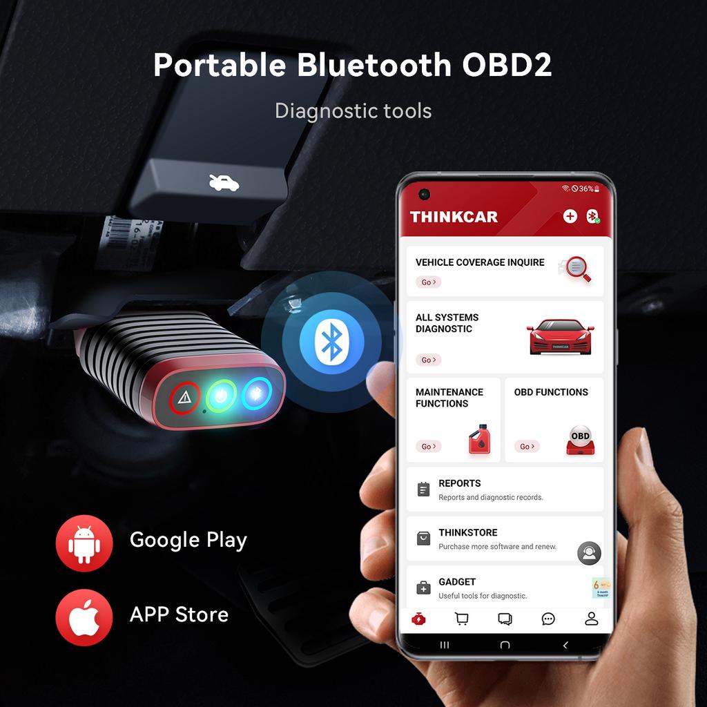 THINKCAR BD6 OBD2 Scanner Full System Car Diagnostics 5 Reset Services Diagnostic Tool Auto Read Clear Codes Car Scan Tool