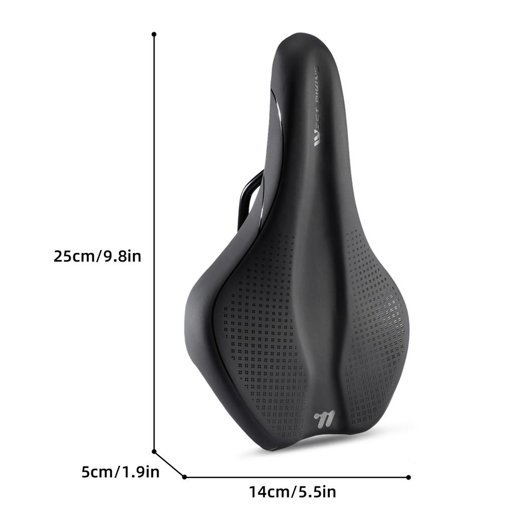 Mountain Bike Saddle Comfortable PU Leather Saddle with Hollow Design Anti-Slip Shockproof for
