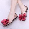 Туфли с кружевным бантом и цветочным принтом, элегантные женские туфли с открытым носком, прозрачные пластиковые сандалии, пляжные шлепанцы, женские сандалии-конфеты