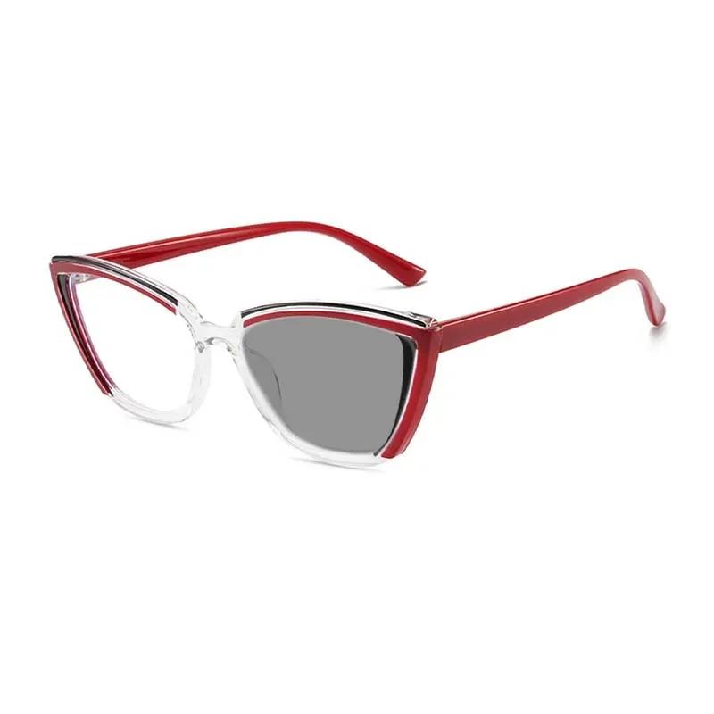 Ретро Личность Цветные Блоки Кошачий Глаз Фотохромные Женские Очки для Чтения Модные Нейтральные Высококачественные Очки