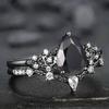 Luxury Ins Darth Vader Flower Lady Black Zircon Ring Stacked Wear Personality Light Luxury Premium Wedding Ring
