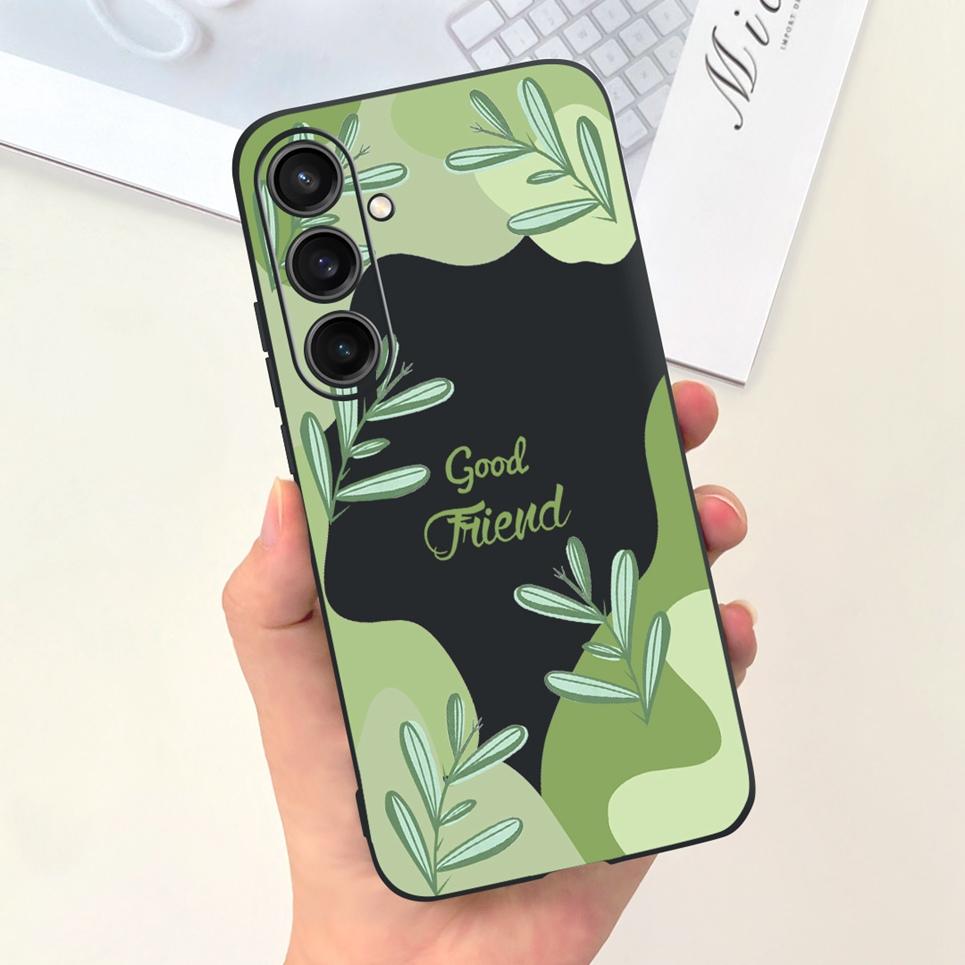 Для чехла Samsung Galaxy A35 A25 2023 5G Case SM-A356B SM-A256B Черный Кот Ночь Луны Модный Coque Etui Матовый Силиконовый Корпус