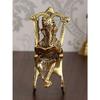 Golden Metal Lord Ganesha Idol Reading Book On Rocking Chair - Decorative Hindu God Statue for Home Decor - Gift for Diwali, Housewarming