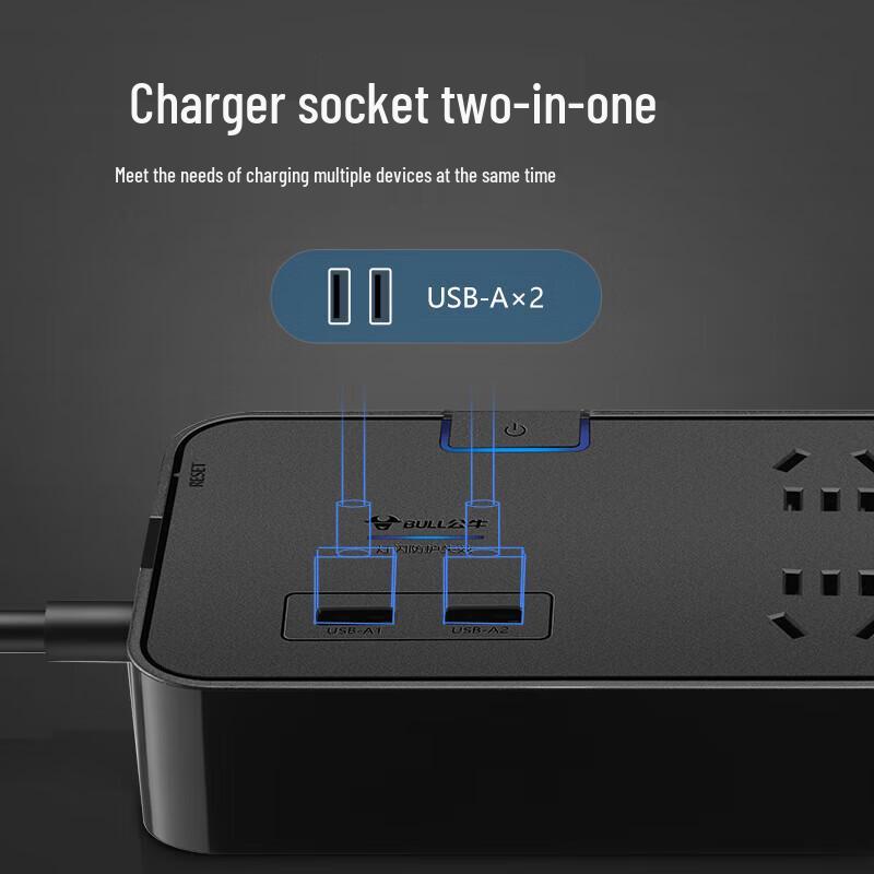 BULL Surge Protector Power Strip with 6 Outlets and 2 USB Ports