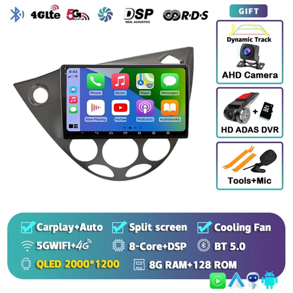 9-дюймовый Android 14 автомобильный радиоприемник для Ford Fiesta 1995-2001 Focus MK1 1998-2004 2 Din стерео мультимедийный проигрыватель Carplay Autoradio головное устройство
