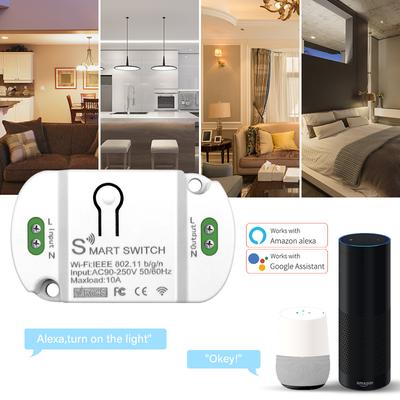 Модуль выключателя для умного дома Wifi 10a работает с Alexa Google Home Smart Switch Mini Smart Life Wireless Switches Timer Tuya