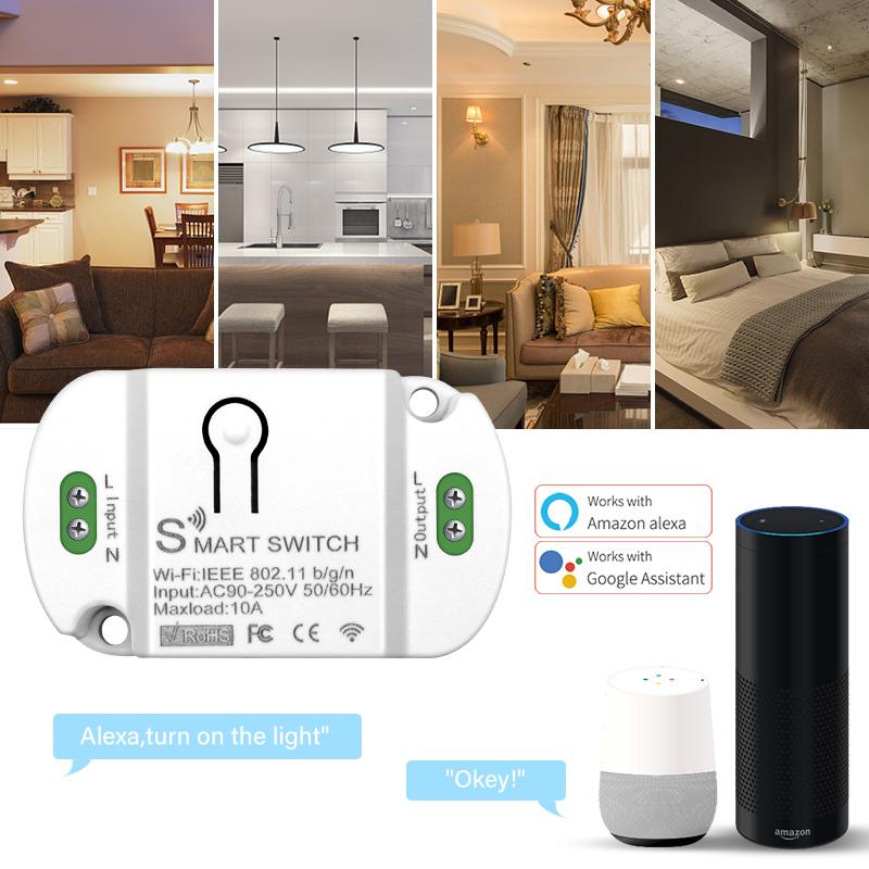 Wifi 10a Smart Home Breaker Module Work With Alexa Google Home Smart Switch Mini Smart Life Wireless Switches Timer Tuya