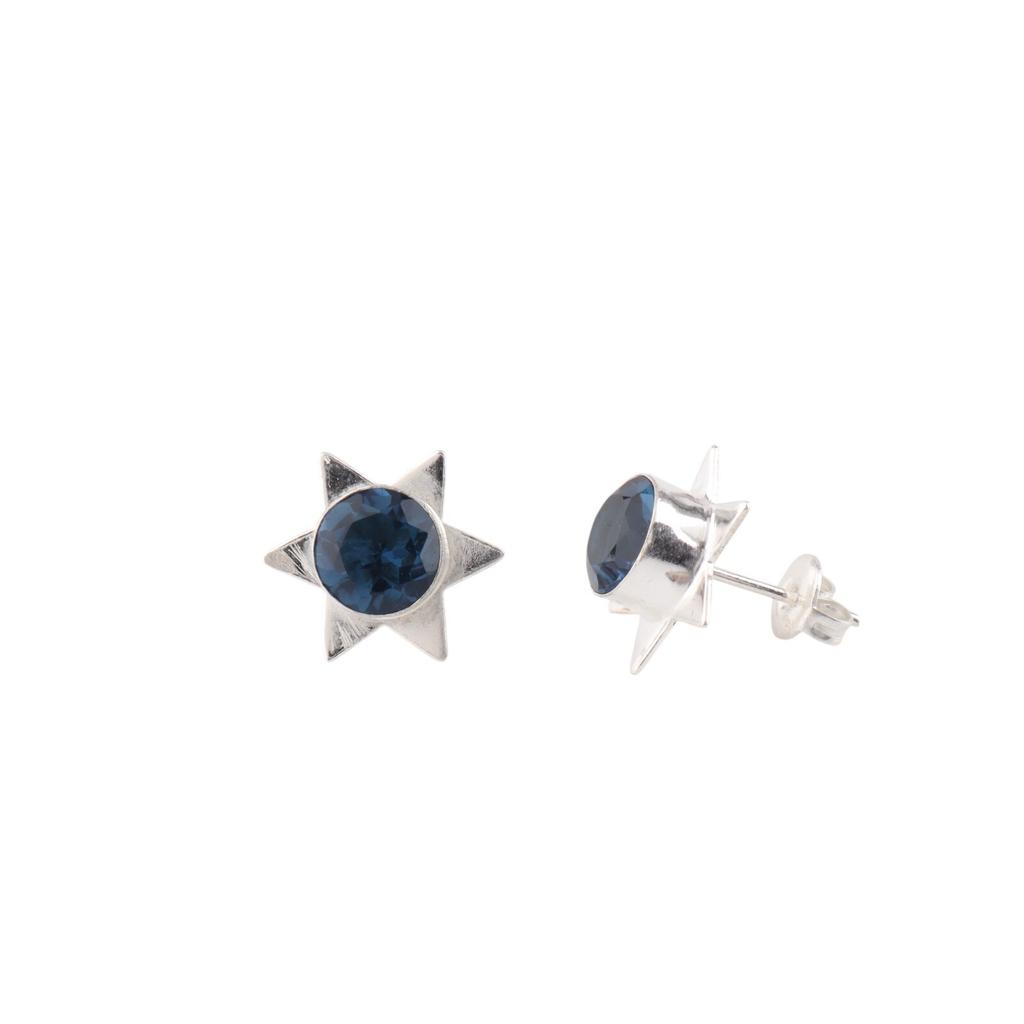 London Blue Topaz Gemstone 925 Sterling Silver Jewelry Handcrafted Studs 0.44" EE-175-5