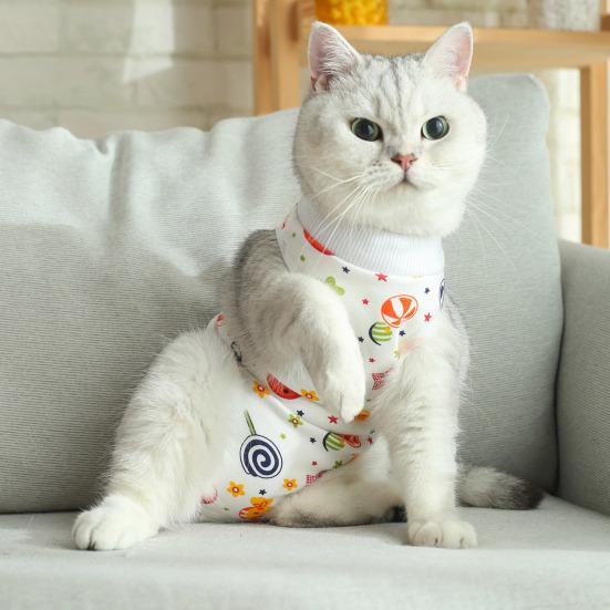 Костюм для отлучения котят Мультяшный узор Защита от вылизывания Мягкий для кожи Кошки для послеоперационного восстановления Питомцы Товары для домашних животных
