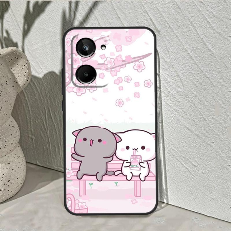 Мультяшный Чехол-Кот Персик Моти Для Realme C53 C30 C55 C33 C35 C31 C21Y C25s C15 C11 GT Neo 5 3T 2T 8 9 10 11 Pro Plus