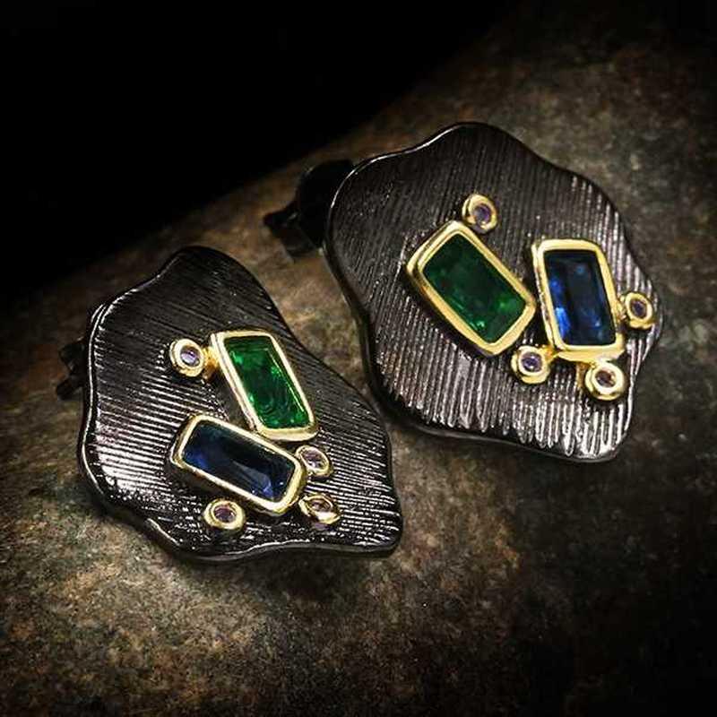 Sace Gems Винтажные ромбические креативные серьги-капли с цирконом, двухцветные серьги для женщин, подарки на годовщину