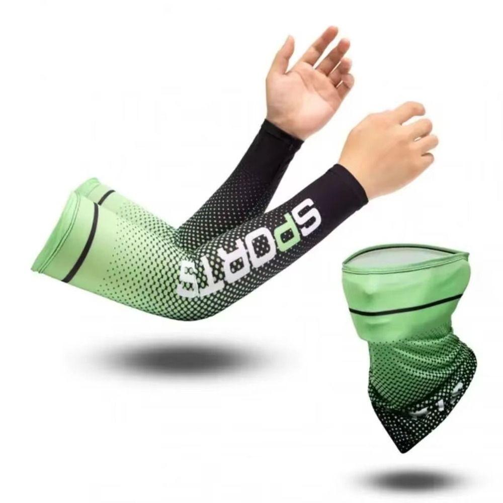 Long Arm Sleeve and Mask Suit Sunscreen Hand Protector Cover Breathable Ice Silk Sleeves Men