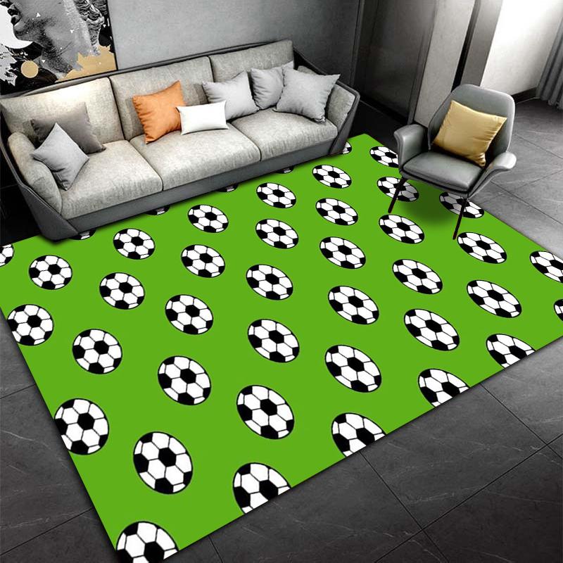 Green Carpet with Soccer Ball Pattern for Living Room Decoration Suitable for use as an anti-slip for living room bedroom sofas