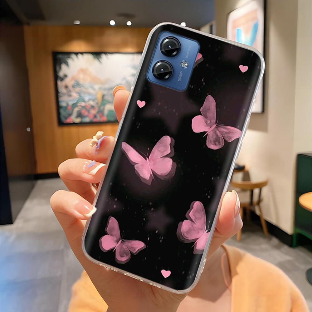 Для Motorola Moto G14 4G Чехол Накладка на телефон Высококачественный Прозрачный Силикон Funda Для Moto G14 4G Полная Защита Задние Крышки Coque