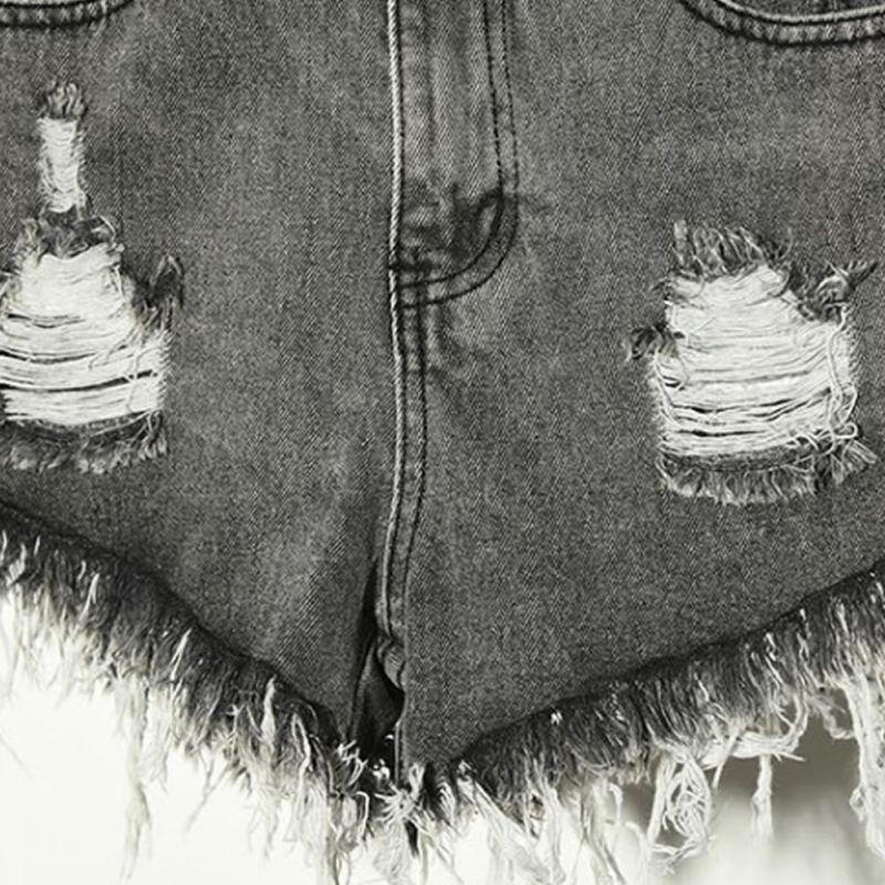 Fashion Sexy Women High Waist Ripped Hole Denim Jeans Shorts Fraying Edges Short Pants