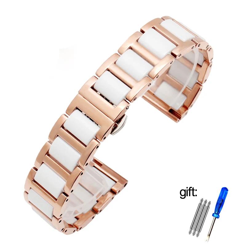Для Rossini DW Armani Huawei B5 B6 ремешок для женских часов из высококачественной стали и керамики 14 мм 16 мм 17 мм 18 мм 19 мм 20 мм 21 мм 22 м