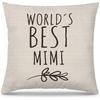 Mimi Gifts Pillow Covers 18x18, Best Grandma Gifts for Mother's Day Birthday from Grandkids, World's Best Mimi Decorative Throw Pillow Cover for Home
