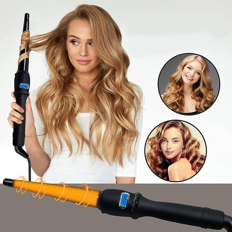 Hair Curler Magic Ceramic Curly Irons Professional Wavy Rotating Wand Iron Lcd Display Electric Hair Curler Irons Styling Tools