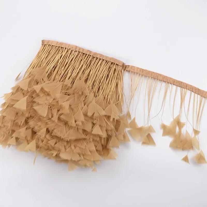 2Meters Colored Turkey Feathers On Tape Tassel Fringe Trim Decoration White Black Ribbon Sewing Dress Flecos Handicrafts Decor