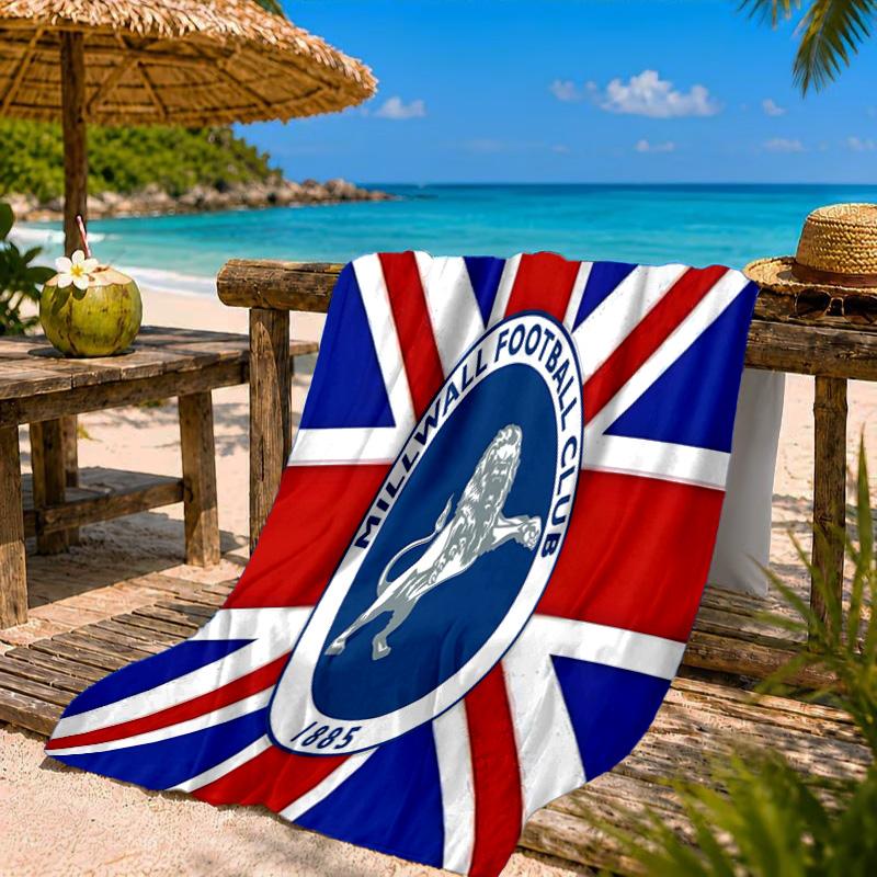Millwall Fc Crest Design Beach Towel Microfiber Beach Towel, Lightweight and Quick-Dry, for Summer Travel, Swimming Pool Fan Birthday Gift