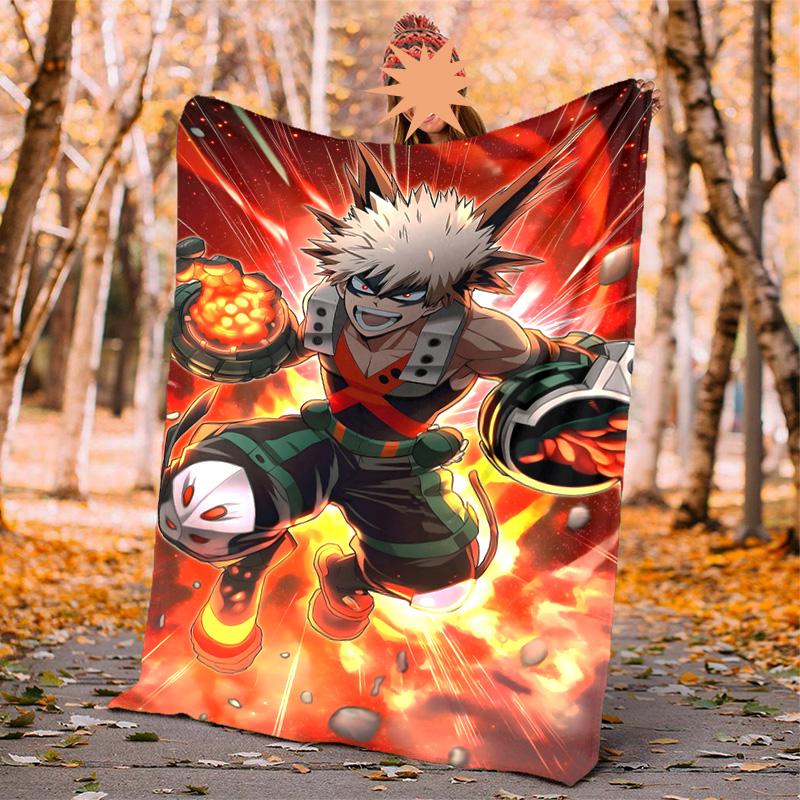 Bakugou Flannel Blanket Soft Warm All-Season Throw, Design for Camping, Car Travel, Hiking Sofa, Bed, Office Perfect Gift for Parties