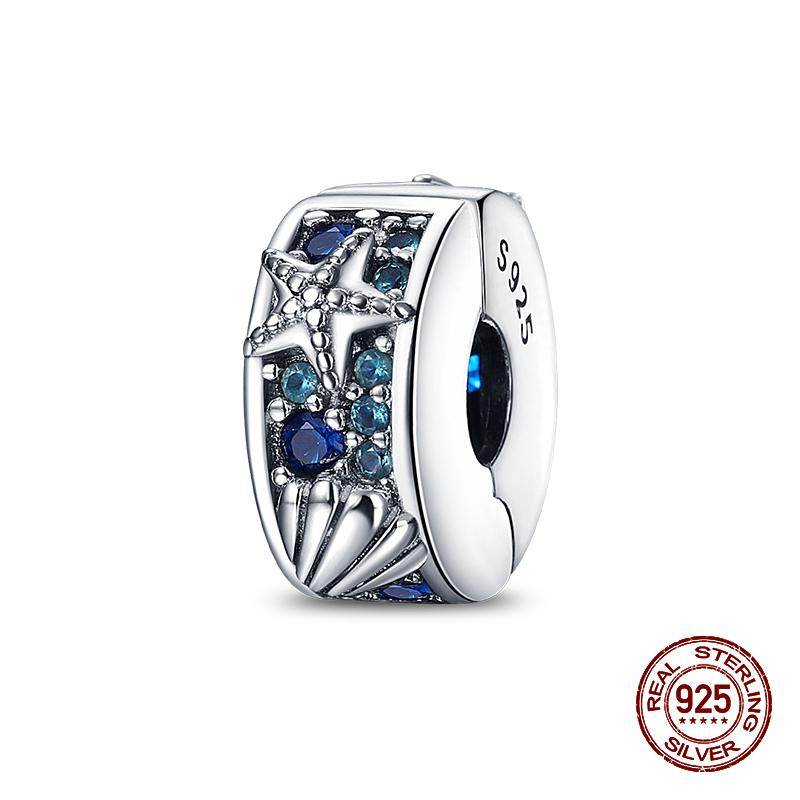 Fashion 100% 925 Sterling Silver Colorful Zircon Stars Moon Separator Charms Bead Fit Original Bracelet Fine DIY Jewelry