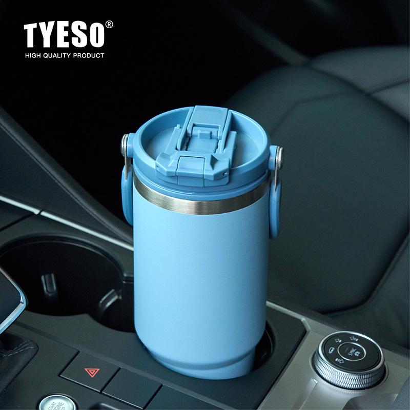 Tyeso 1050ML Large-Capacity Handle Thermoses Dual-Drink Coffee Mug Stainless Steel Ice Cup Car Bottle Hot Cold Retention