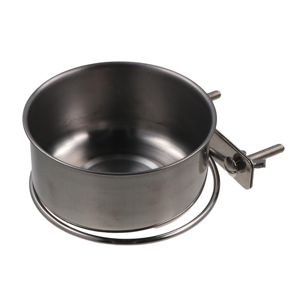 Stainless Steel Parakeet Feeder with Clamp Holder Parrot Food Bowl Anti-turnover Bird Bowls Bunny